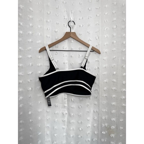 BMJL Women's Bikini Set Adjustable Straps Swimsuit Black/White Crop Top, New XL - Picture 3 of 8